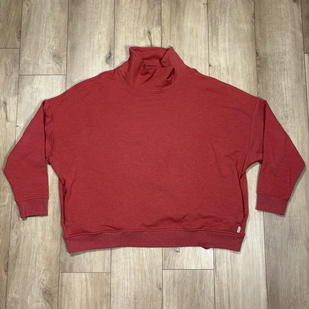 Eddie Bauer Women Red Pink Turtleneck Sweater XL Slouchy‎ Relaxed Pockets Soft